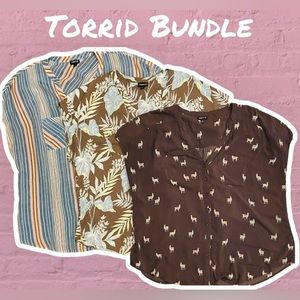 Torrid, Sz 1, Bundle of 3 Button Front Dolman Sleeve Tops